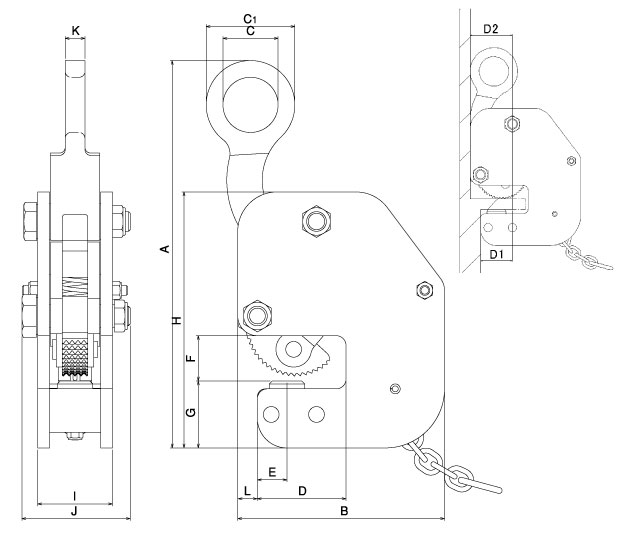 購入 ネツレン HV-G型 2TON 竪吊 横吊兼用クランプ〔品番:B2170〕 店頭受取不可