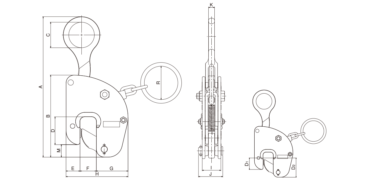 V-25 ELC型　竪吊クランプ（手動ロック式）