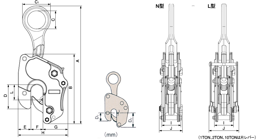 見事な創造力 ネツレン FL-VA型 2TON 無傷竪吊クランプ A2089 1582127 法人 事業所限定 外直送元 